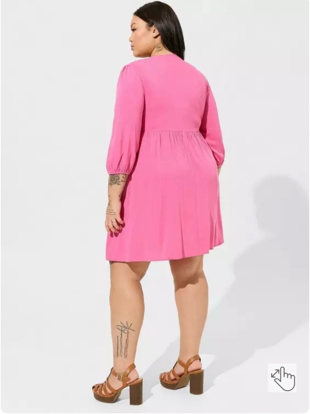 torrid Pink Square-Neck Smocked Mini Dress with Puff Sleeves - Picture 2 of 8